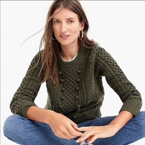 J.Crew Popcorn cable knit olive sweater XXS